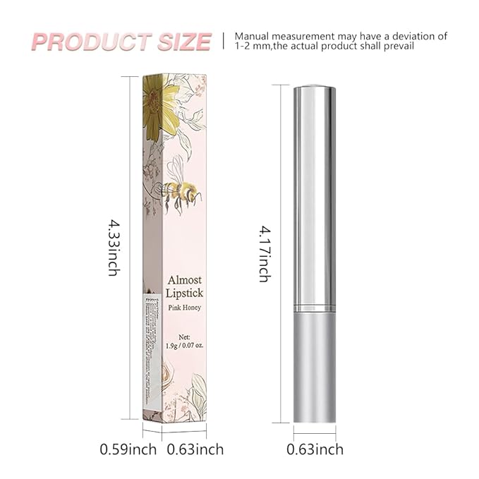 Pink Honey Butter Lipstick Tinted Lip Balm, Shine Moisturizing Plumper Lipstick for Women, Natural Nourishing Hydrating Lip Gloss Stain for Dry Lips, Lightweight Lip Liner Care Makeup, Vegan