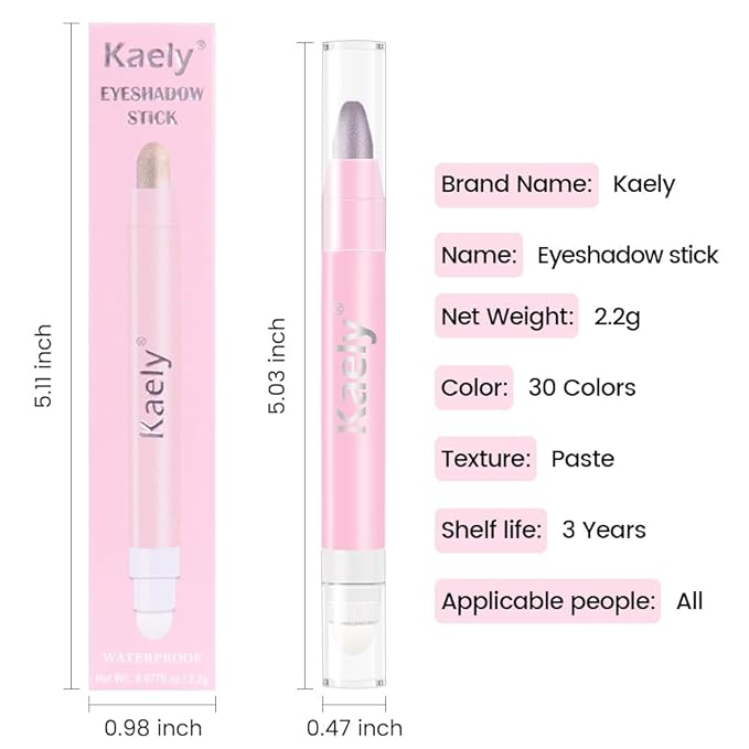 evpct 1Pcs Smoky Amethyst Shimmer Cream Eye Shadow Brightener Sticks for Eyes Waterproof Pigmented, Double Ended Cream Eyeshadow Stick Pencil Pen with Applicator, Eye Shadow Palette Highlighter Makeup