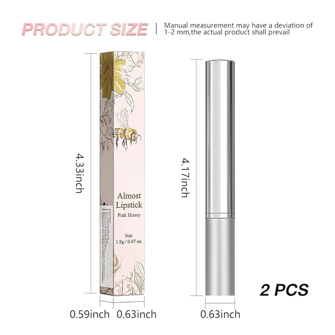 Honey Butter Lipstick Tinted Lip Balm, Shine Moisturizing Plumper Lipstick for Women, Natural Nourishing Hydrating Lip Gloss Stain for Dry Lips, Lightweight Lip Liner Care Makeup, Vegan - 2Pc Pink