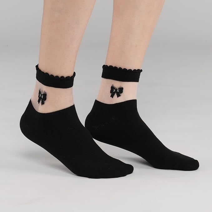 kikiya socks Women Ankle | 4-6 Pairs Heart Design Cute Animal Graphic Novelty Fruit Print Ladies Girls Cotton Socks | US 6-8