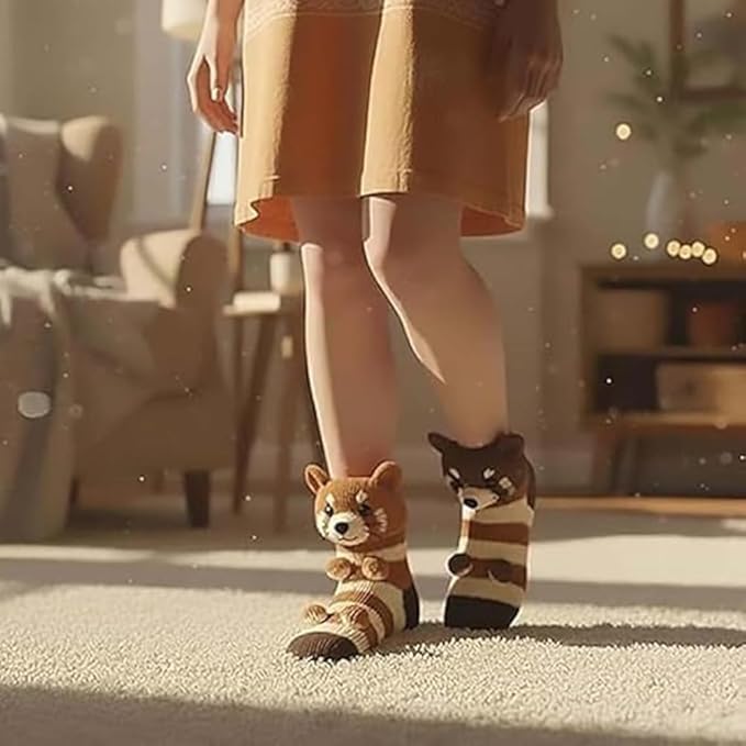 Animal Socks, Cute Plush Animals Hug Sock for Women, Long Stocking Sock for Christmas Gifts, Cozy Fall & Winter