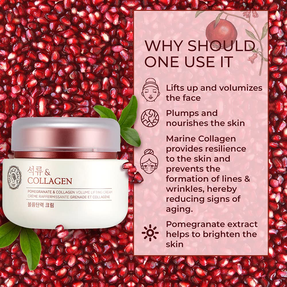 The Face Shop Pomegranate & Collagen Volume Lifting Eye Cream | Deep Revitalizing Cream for Elasticity, Firmness & Density | Anti-Aging Korean Moisturizer | Plump & Smoothen Your Skin, 3.38 Fl Oz