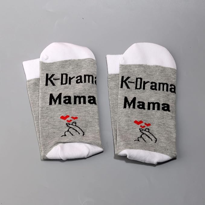 LEVLO Funny K-Drama Lovers Gifts K-Drama Mama Hand Heart Socks for Korean Movie TV Series Fans