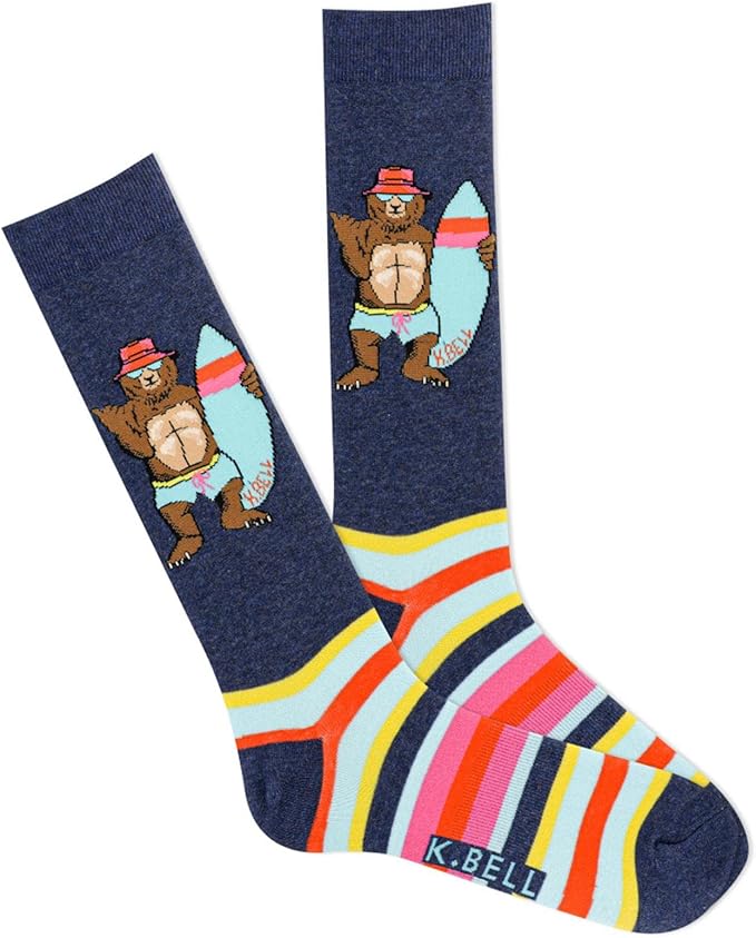 K BELL Men's Fun Sports & Outdoors Crew Socks