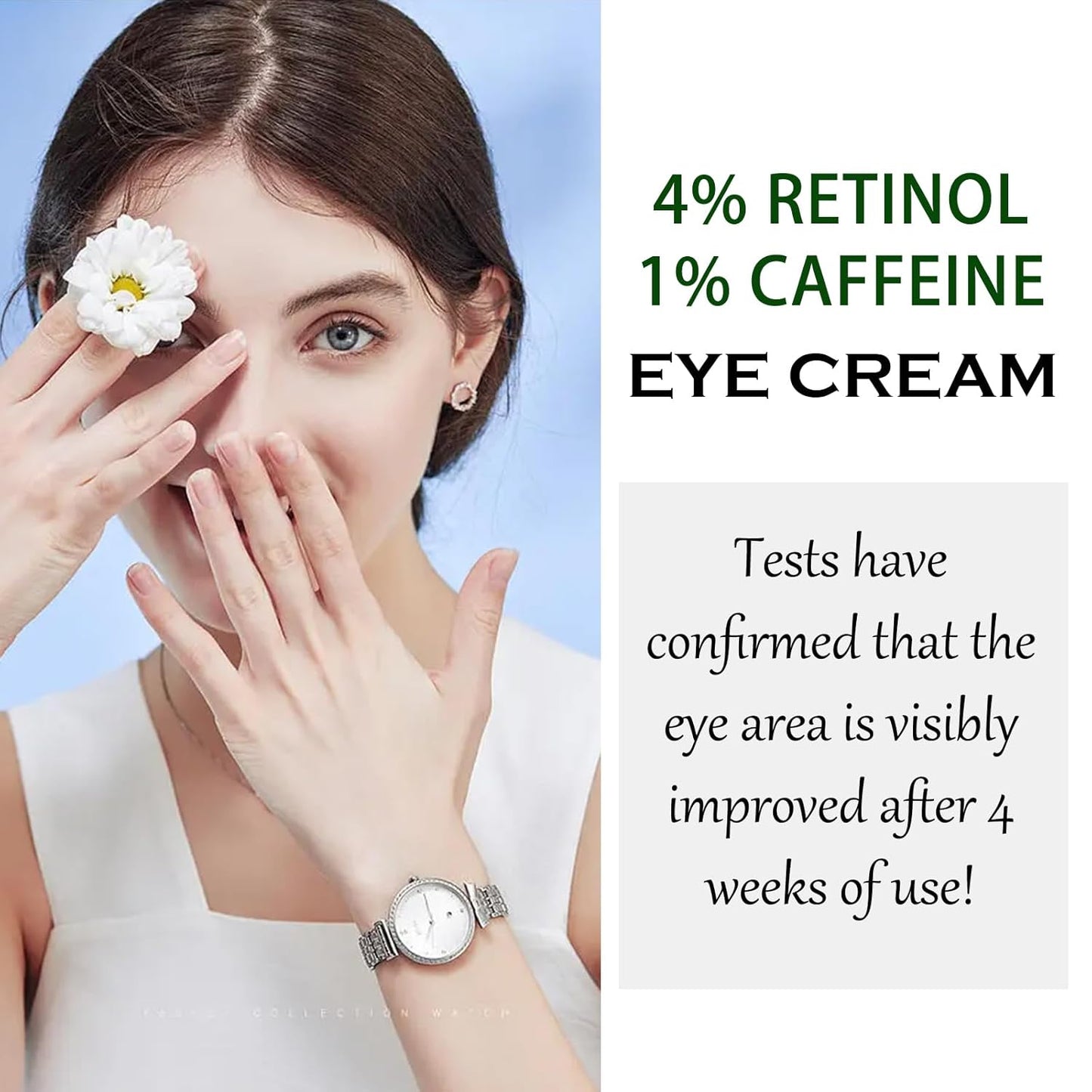Eye Cream, Under Eye Cream for Dark Circles, Eye Cream for Puffiness and Bags Under Eye and Wrinkles with Retinol Caffeine for All Skin Types, 0.5 Fl oz