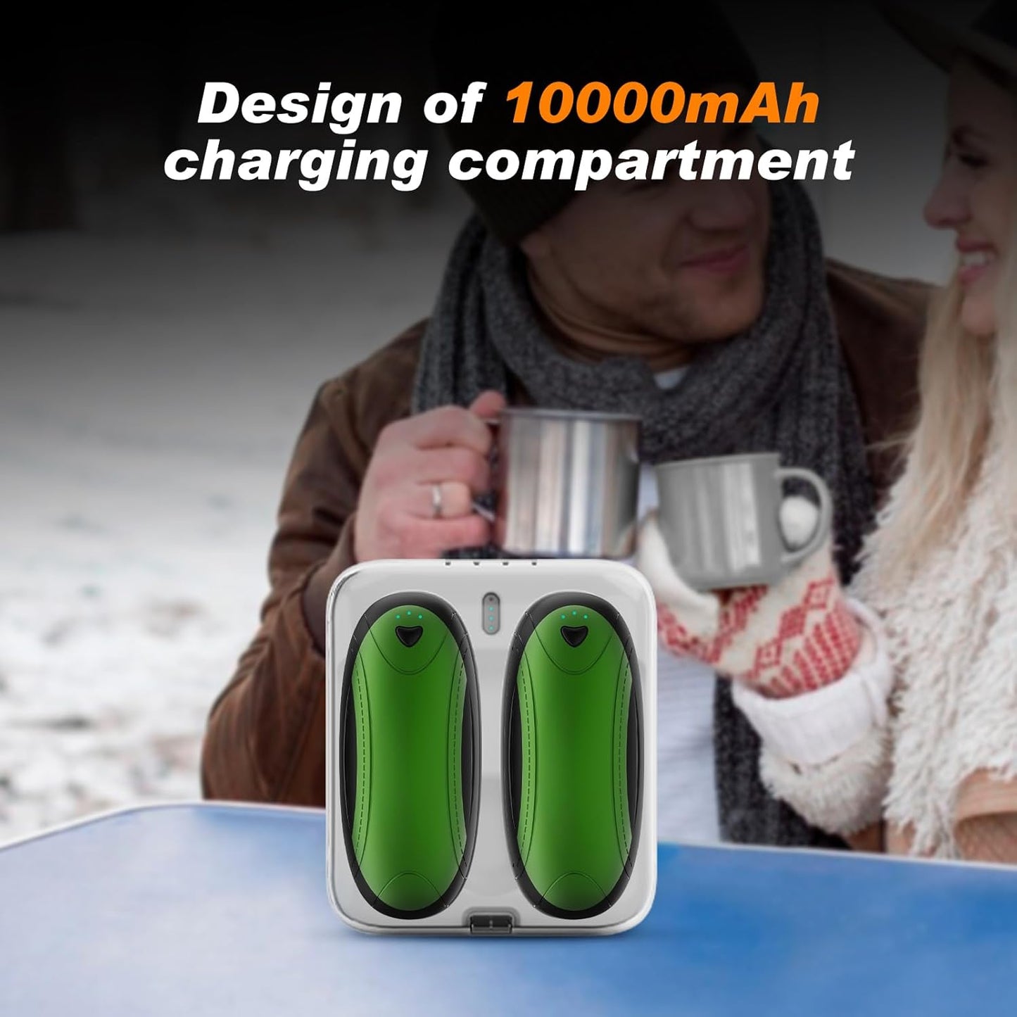 Hand Warmers 2 Pack with 10000mAh Charging Box,Portable Pocket Heater,24Hrs Long Safe Heat,Outdoor, Travel, Golf, Hunting, Camping,Gifts for Men Women