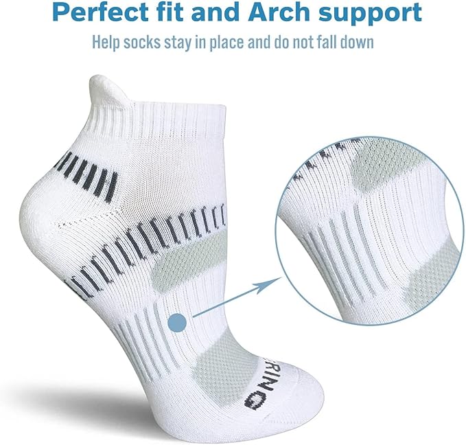 BERING Women's Athletic Running Cushioned Ankle Socks (6 Pairs)