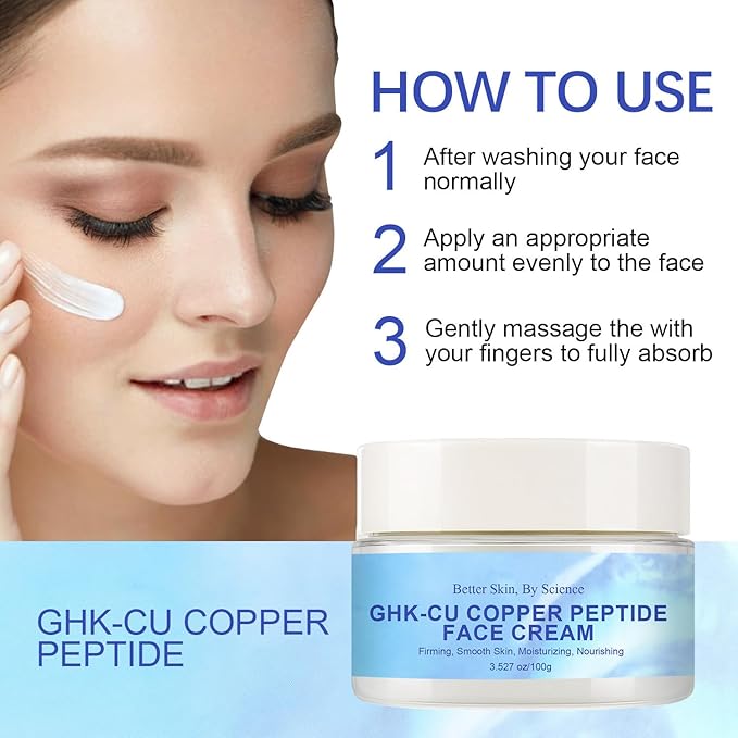 Soelegant GHK-Cu Copper Peptide Face Cream, Anti-Aging Peptide Face Moisturizer, Intensive Firming & Smoothing Skincare, Deep Hydrating & Nourishing for All Skin Types, Large Size 100g