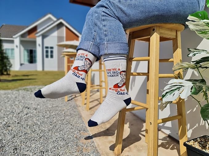 FUNATIC Funny and Crazy Socks with Sayings - Novelty Gifts for Men, Women, Teens