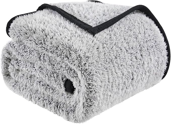 EMME Soft Sherpa Fleece Blanket Reversible Plush Fluffy Large Blanket, Light Weight Warm Decorative Boho Blanket Cover for Sofa, Couch, Bedroom,Travel(Black,90"x90")