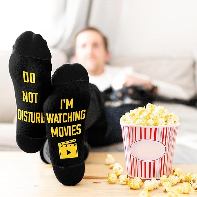 Movie Lover Gifts - Christmas Socks for Women, Funny and Horror Themed Gifts, Ideal for Movie Nights, Theater Gift