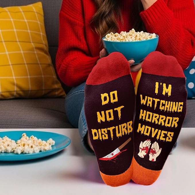 Movie Lover Gifts - Christmas Socks for Women, Funny and Horror Themed Gifts, Ideal for Movie Nights, Theater Gift