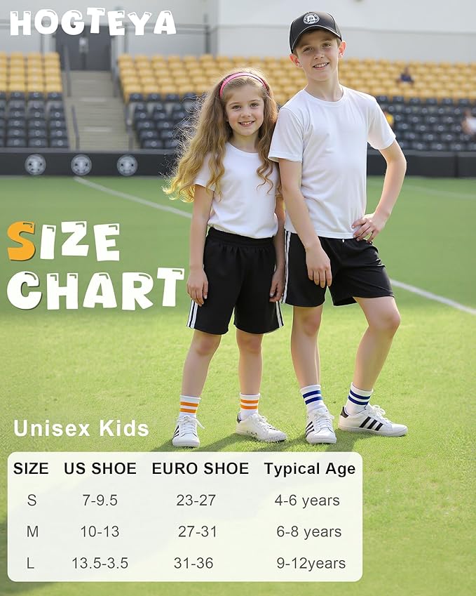 HONGTEYA Kids Socks for Girls Boys Soft Stretch Cotton Crew Seamless Athletic Socks School Uniform 4-12 Years 5 Packs