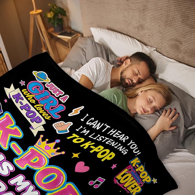 Kpop Blanket Gifts for K-Pop Fans - Super Soft Flannel Kpop Blankets for Girls Teen Fans Bedding Couch Sofa - Korean Kpop Merch Fandom Throw for Idol Lovers Dorm Decor Christmas (Style 04, 50 X 60)