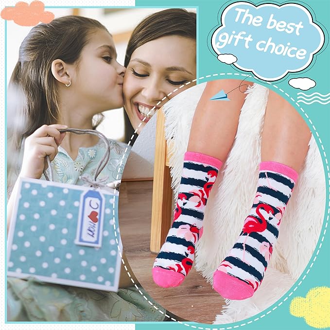 EBMORE Kids Girls Socks Cotton Crew Cute Animal Pattern Fashion Fun Novelty Socks 6 Pack