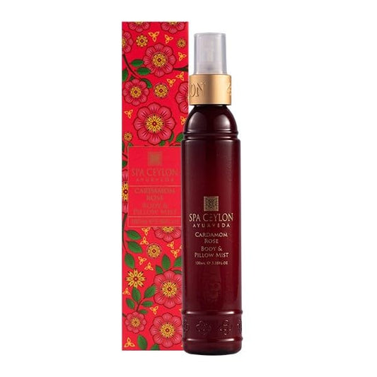 SPA CEYLON Cardamom Rose Body and Pillow Mist | Refreshing Skin Care Spray | Non-Oily Fragrance Mist for All Skin Types