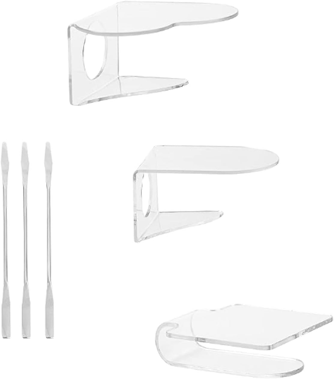 6 Pack Makeup Hand Acrylic Mixing Palette Mixing Tray with Spatulas for Mixing Foundation 3 Styles