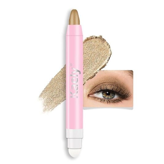 evpct 1Pcs Bronze Gold Shimmer Cream Eye Shadow Brightener Sticks for Eyes, Double Ended Cream Eyeshadow Stick Pencil Pen with Applicator, Eye Shadow Palette Highlighter Makeup Waterproof Pigmented 05