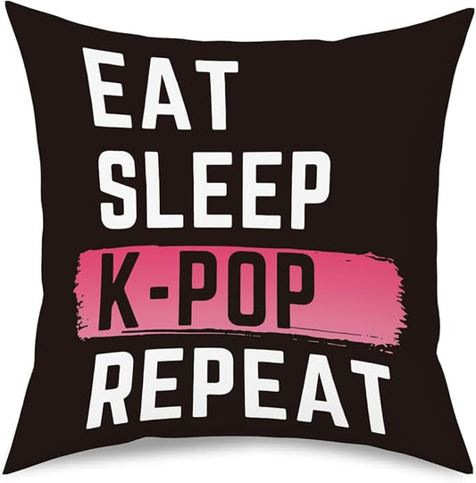 K-pop Decor, Just a Girl Who Loves K-pop Room Decor, Girls K-pop Gifts Rustic Anime Lovers Throw Pillow Covers for Home Living Room Bedroom Decoration Gifts