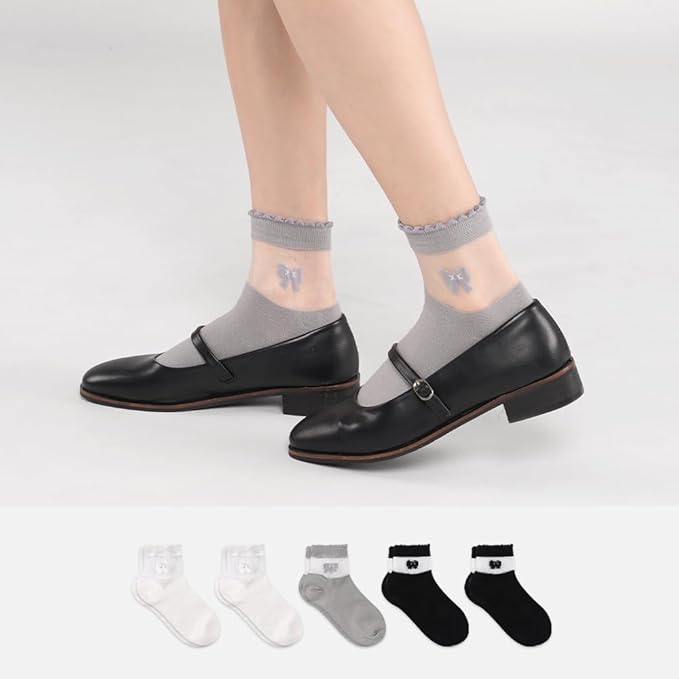 kikiya socks Women Ankle | 4-6 Pairs Heart Design Cute Animal Graphic Novelty Fruit Print Ladies Girls Cotton Socks | US 6-8