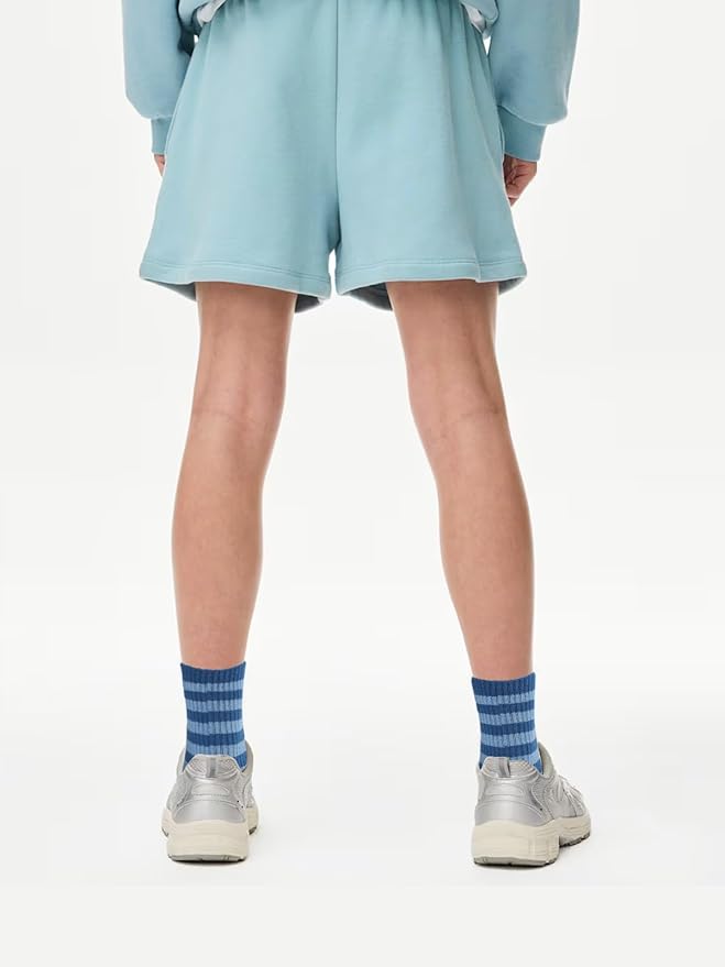 COTTON DAY Kids Girls Pink White Crew Athletic Socks with Retro Stripes Hearts