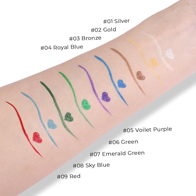 evpct 1Pcs Red Glitter Shimmer Liquid Eyeliner Eye Makeup Pencil Pen, Pearl Red Chrome Eyes Liner Face Glitter Makeup Fake Eyelashes Mascara Accessories, Sparkle Metallic Eyeliner Pen Waterproof