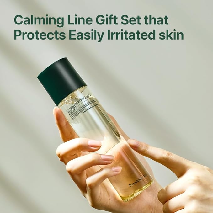 Pyunkang Yul Calming Line Gift Box Set-Korean Facial Skin Care Essential for Daily Moisturizing with Toner, Serum, Cream, Vegan & Cruelty Free