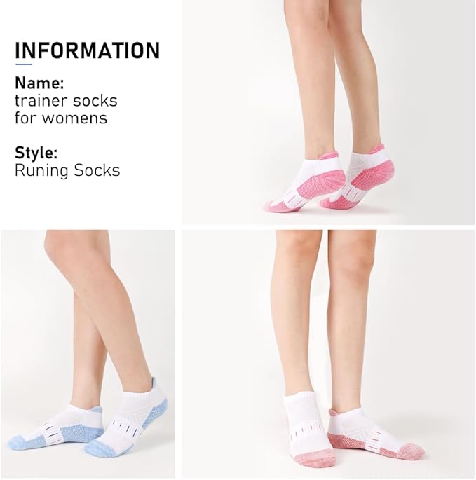 Ankle Socks for Women 6 Pairs Athletic Cushioned Running Low Cut Socks Womens