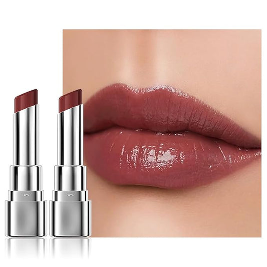 2Pcs Tinted Lip Balm Moisturizing Lipstick – Deep Rose Colored Bean Paste Sheer Hydrating Lip Color for Dry Lips – Nourishing Lip Balm for All Women with a Subtle Natural Scent (S05 & S05)