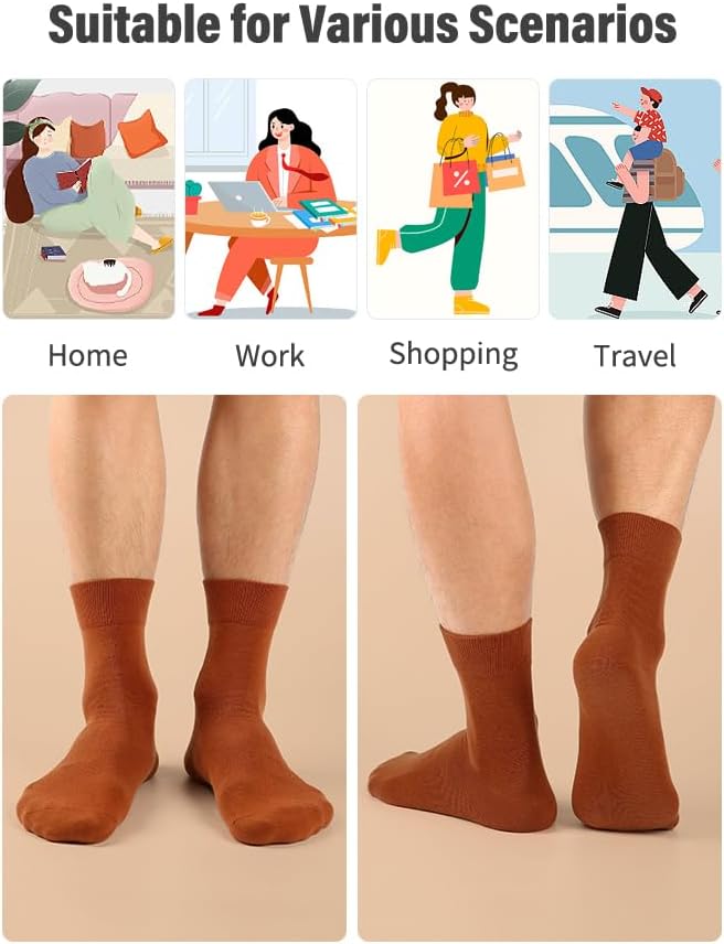 FGZ Mens Crew Socks Breathable Cotton Soft Casual Thin Socks for Work,Sport & Everyday Wear,5 Pairs