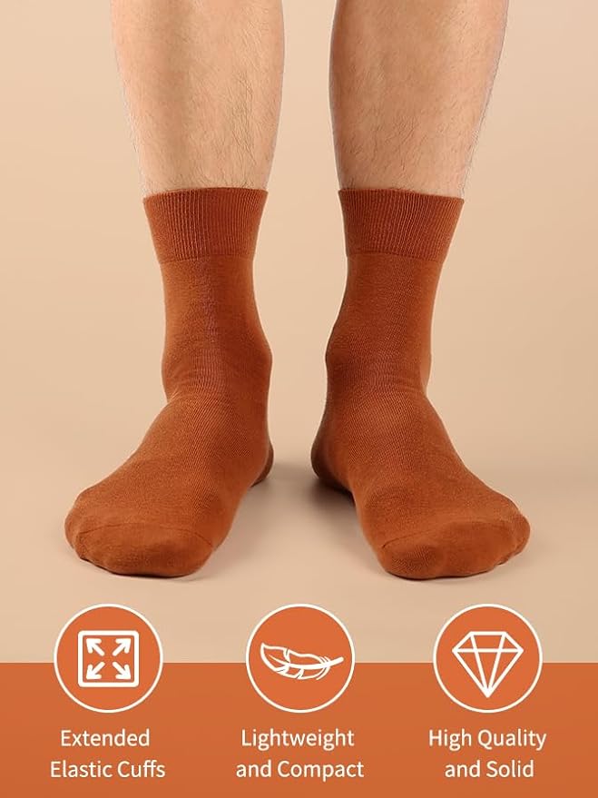 FGZ Mens Crew Socks Breathable Cotton Soft Casual Thin Socks for Work,Sport & Everyday Wear,5 Pairs