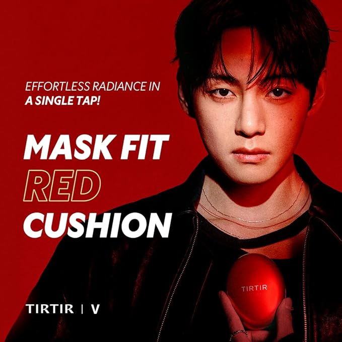 [*Mini Size*] TIRTIR Mask Fit Red Cushion Foundation | Full coverage, Weightless, Skin fit, Satin Glow Finish, Korean Makeup BB Foundation, beauty, Tattoo cover up, Buildable (#33C Hazel, 0.15 Fl Oz)
