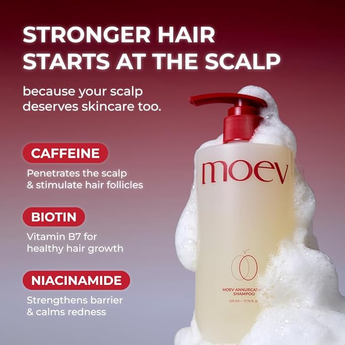 MOEV ANNURCATIN Shampoo | Korean Apple Hair Care for Strength and Volume in Thinning Hair | Adds Lift | Paraben-Free | Suitable for All Hair Types (17.75 fl.oz, Apple & Vanilla)