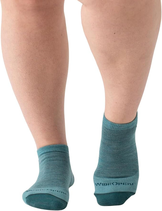 Wide Open No Show Merino Wool Socks for Women - Everyday Ankle Socks for Wide Feet