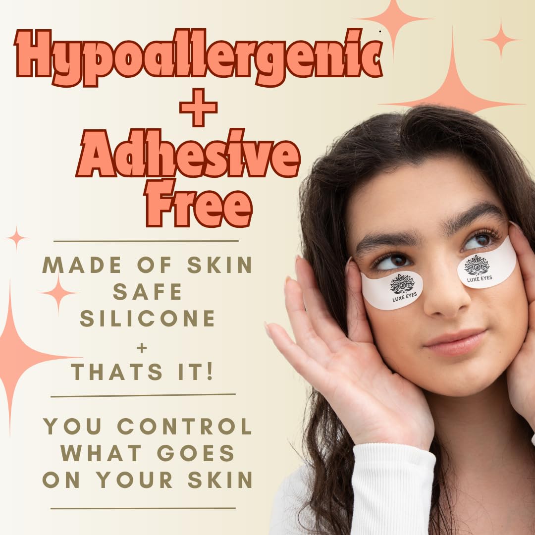 Silicone Reusable Under Eye Patches for Wrinkles, Puffy Eyes and Dark Eye Circles- Adhesive + Cruelty-Free, Natural and Hypoallergenic Skin Care for Men & Women