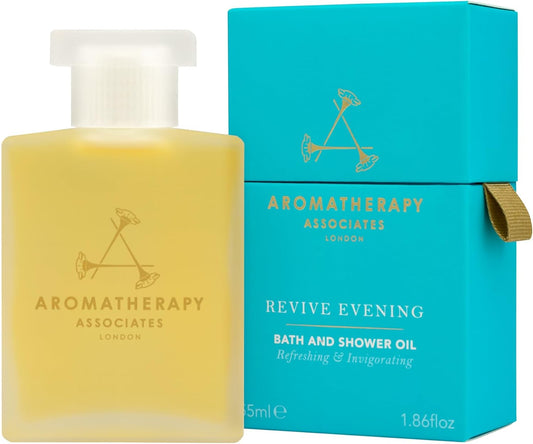 Aromatherapy Associates Revive Evening Bath and Shower Oil – Natural Hydrating Oil with 3 Essential Oils to Refresh Mind, Body, and Spirit (1.86 oz)