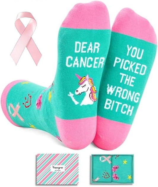 HAPPYPOP Breast Cancer Gifts - Women Survivors Cancer Awareness Socks, Chemo Care Gifts