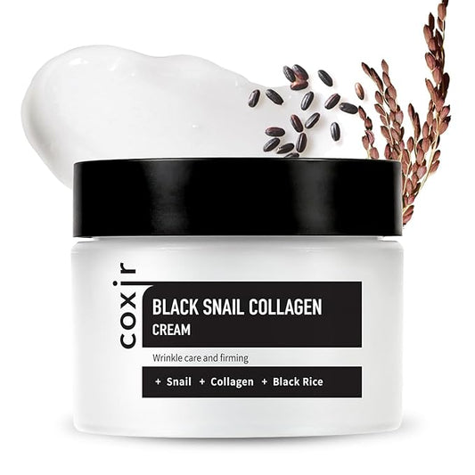 coxir Black Snail Collagen Cream, Snail Mucin & Peptide Face Moisturizer for Hydration, Elasticity & Barrier Support | Lightweight Korean Skincare for All Skin Types [50ml/1.69 fl.oz]