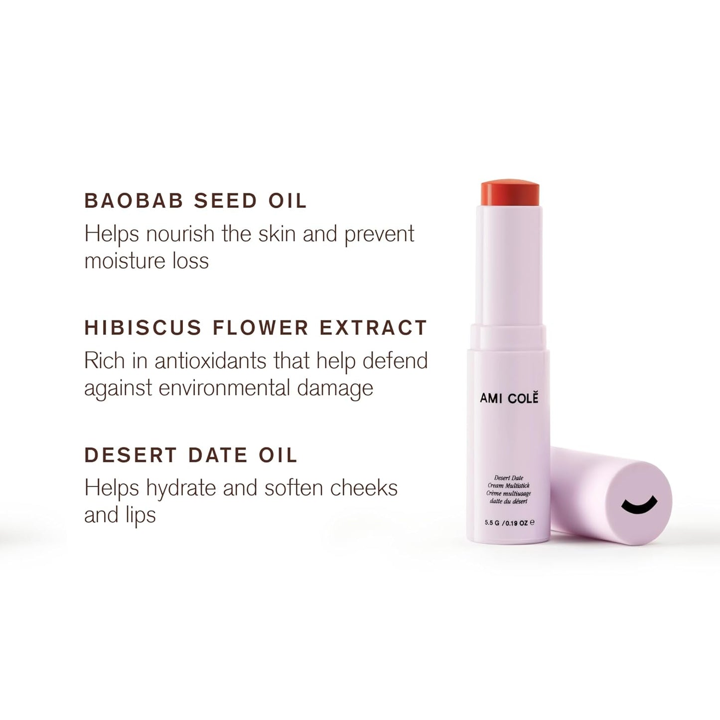 AMI COLÉ Desert Date Cream Multistick Lip and Cheek Tint (Flame) moisturizing lip tint, lip and cheek stain, natural lip color