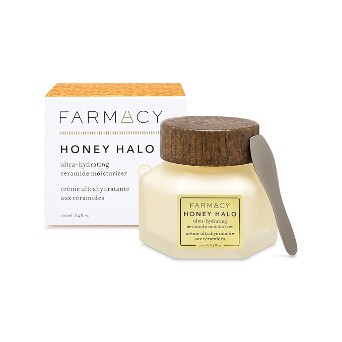 Farmacy Ceramide Face Moisturizer - Honey Halo Hydrating Facial Moisturizer for Dry Skin - Plumps, Soothes + Restores Skin with Potent Ceramides + Buckwheat Honey for a Dewy, Healthy Glow (100ml)