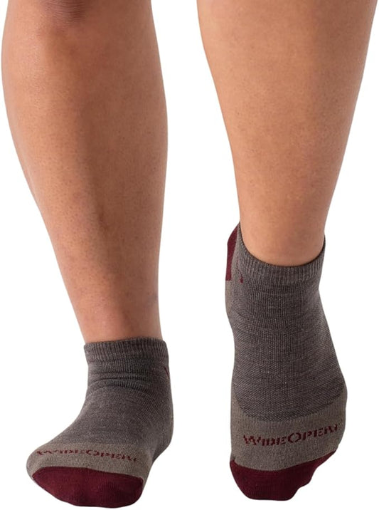 Wide Open No Show Merino Wool Socks for Women - Everyday Ankle Socks for Wide Feet