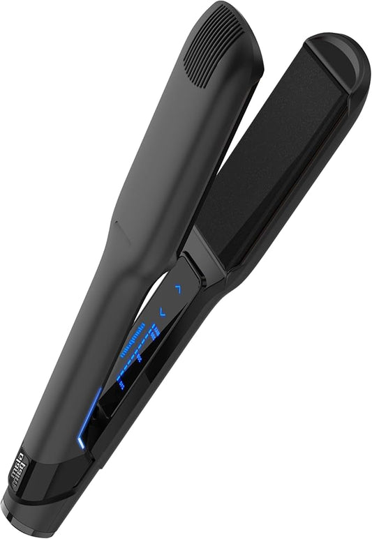 GLAMPALM Hair Straightener 1.5" Wide Ceramic Flat Iron Infused with Vita C, Korea's No.1 Professional Salon Tool for Long Hair, Dual Voltage, Digital LED (210°–450°), 45s Fast Heat-Up (GP501T)