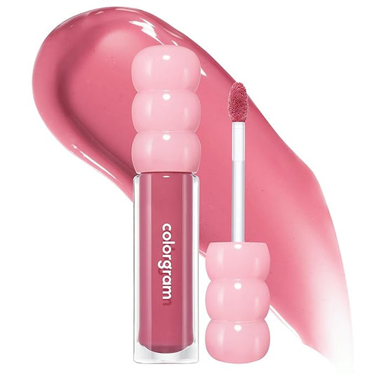 COLORGRAM Fruity Glass Gloss 04 Farewell Guava | Non-Sticky Glossy Lip Tint with Glass-Like Shine | Long-Lasting Hydrating Lip Gloss for Smooth & Plump Lips