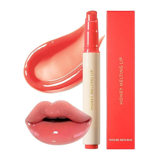 Nature Republic HONEY MELTING LIP (10 PEACH) SOFT LIP STICK, Hydrating Gloss, Moisturizing balms, Sheer tint, Shine & Glowy Finish, korean make up, Stocking Stuffers