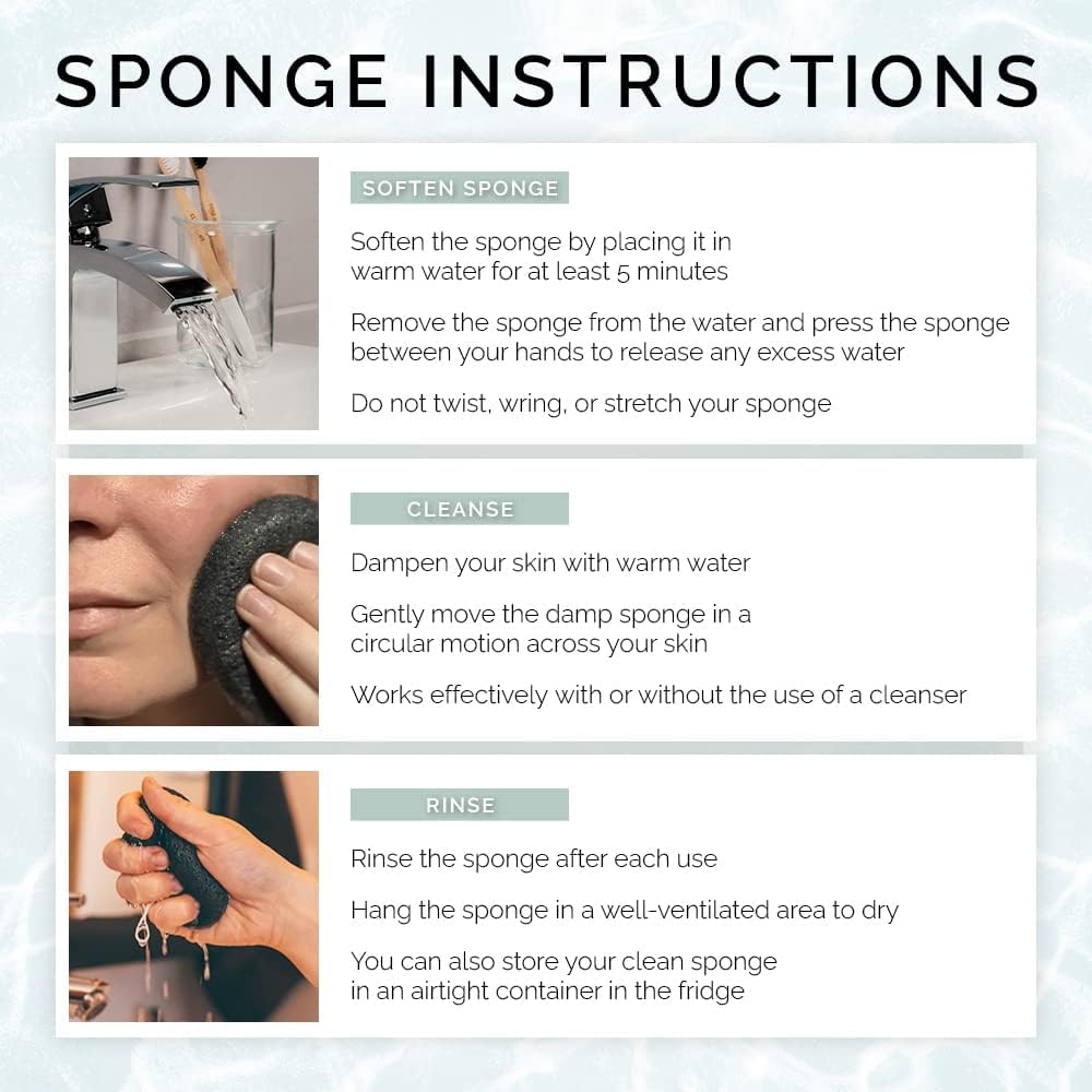 Wildpier Beauty Bamboo Charcoal Konjac Sponge, Natural Luxury Facial Exfoliator, Face Scrubber, Makeup Remover, Plant Based Gentle Cleansing for Sensitive Skin, Removes Dead Skin Cells, Black