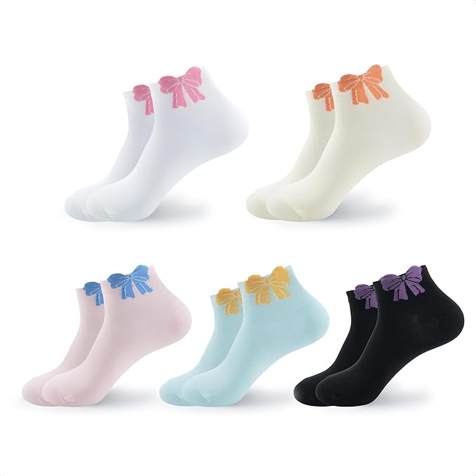 kikiya socks Women Ankle | 4-6 Pairs Heart Design Cute Animal Graphic Novelty Fruit Print Ladies Girls Cotton Socks | US 6-8