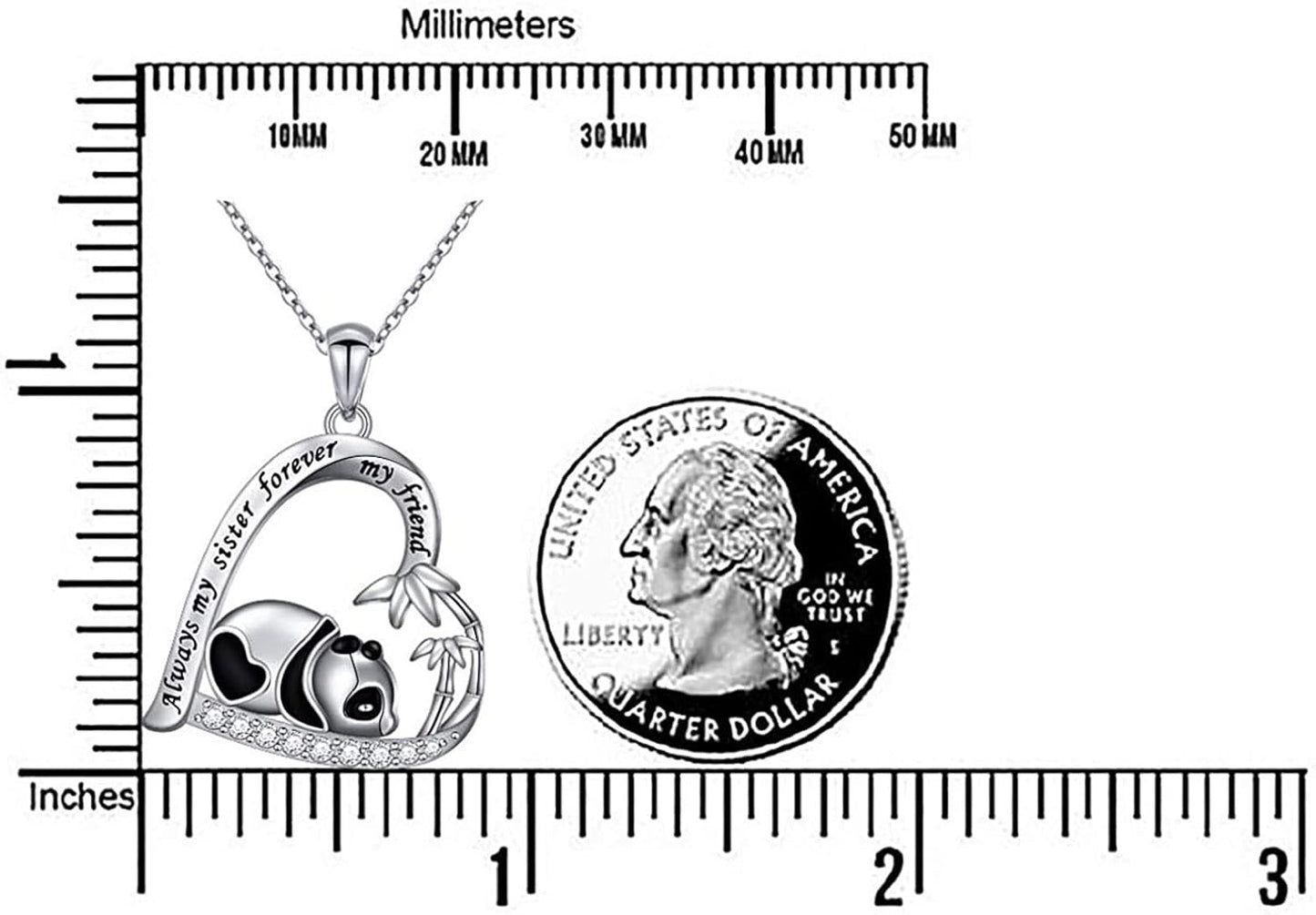 Silver Crystal Panda Necklace Choker Vintage Heart Panda Pendant Cute Animal Necklace Charm Jewelry I Love You Forever Birthday Gifts for Kids Women and Girls