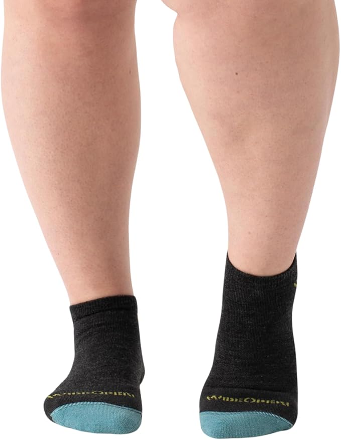 Wide Open No Show Merino Wool Socks for Women - Everyday Ankle Socks for Wide Feet