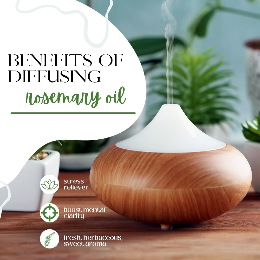 GreenHealth Rosemary Essential Oil 16 fl oz – 100% Pure Undiluted – Steam Distilled Aromatherapy Oil – Amber Glass Bottle for Diffuser, Candle Making, DIY & Home Fragrance