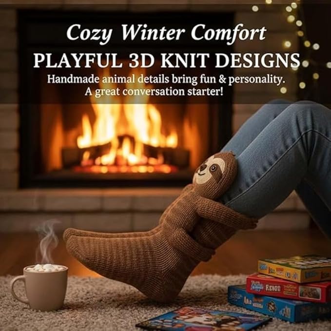 Animal Socks, Cute Plush Animals Hug Sock for Women, Long Stocking Sock for Christmas Gifts, Cozy Fall & Winter